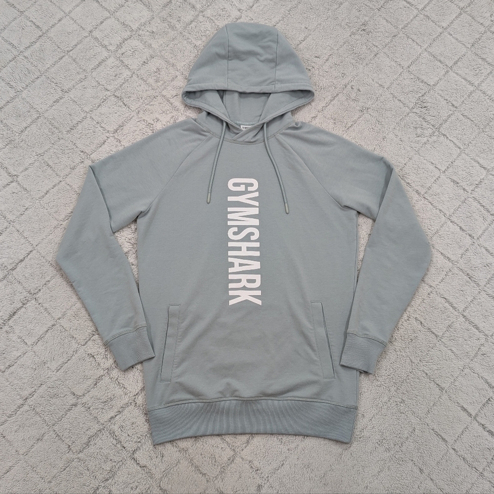 Gymshark Hoodie Sweatshirt Mens S Green Blue Spellout Logo Soft Cotton Trail
